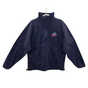 Vintage Planet Hollywood Lake Tahoe Navy Fleece Pullover Quarter Zip Sweater M